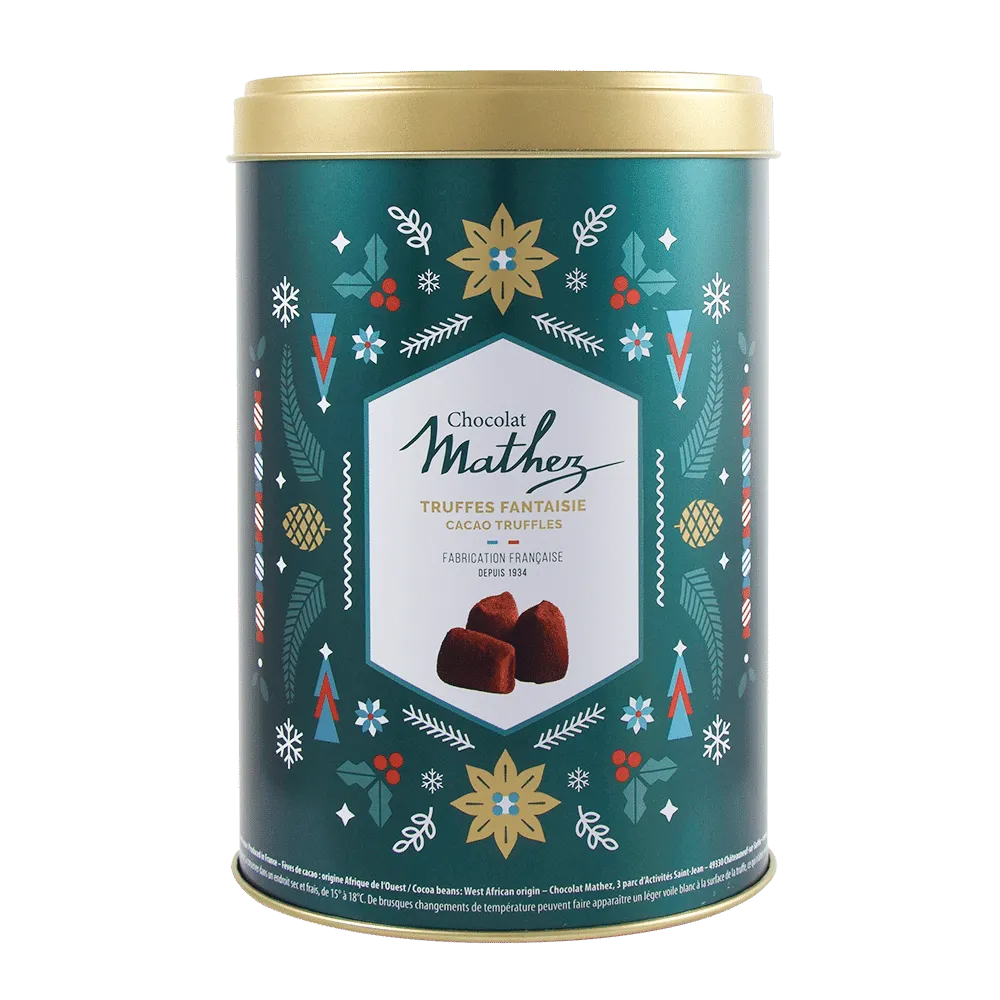 Mathez Christmas metalæske trøfler 500g mørk chokolade