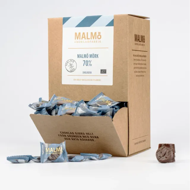 Malmö chokladfabrik Mørk 70% neapolitaner 1kg vegansk