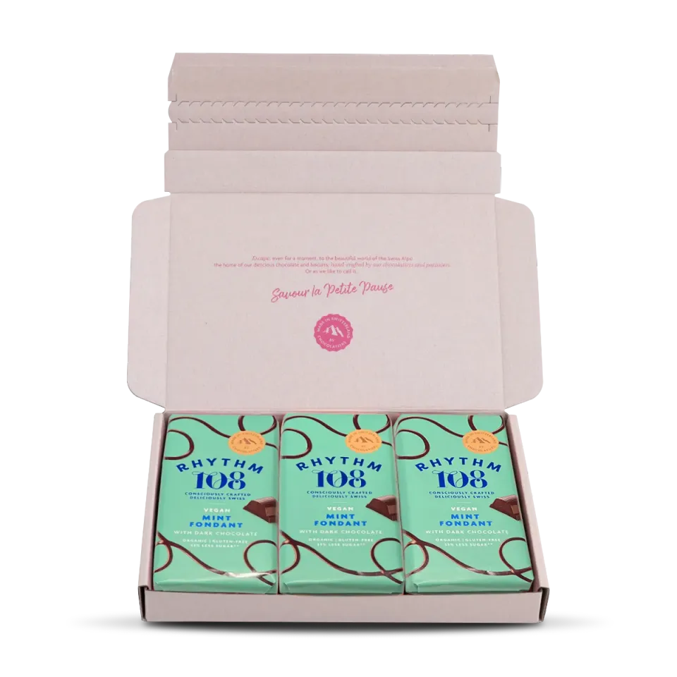 Rhythm 108 Mint Fondant Dark chokoladeplader 3-pak mynte 55%