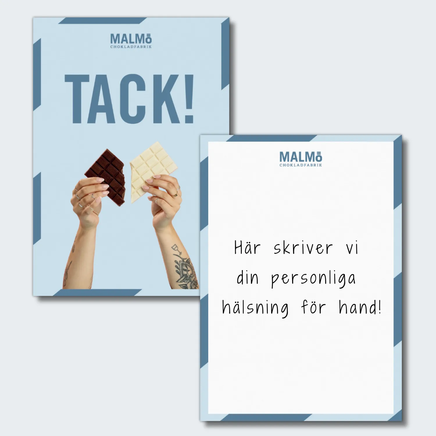 Malmö Chokladfabrik Kort med hilsen til chokladbrev