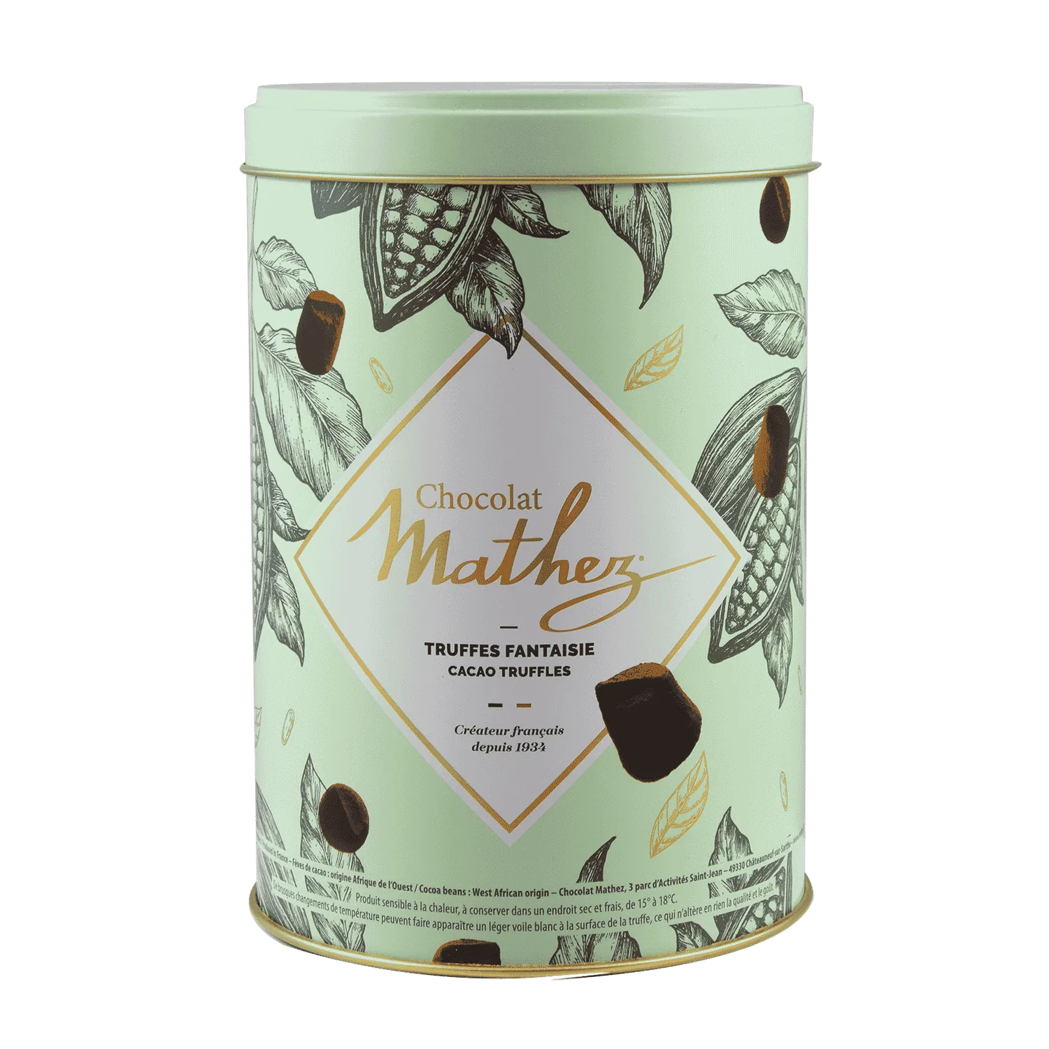 Mathez Pastel chokoladetrøfler 500g metaldåse kakao