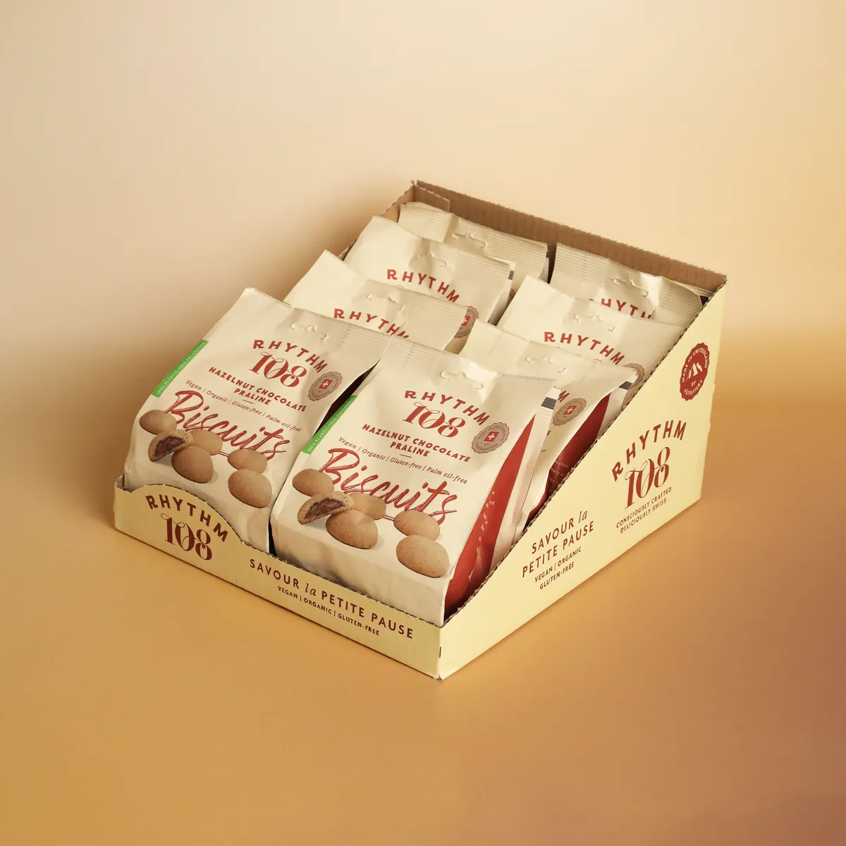 Rhythm 108 Hasselnød Praline kiks 8x135g veganske