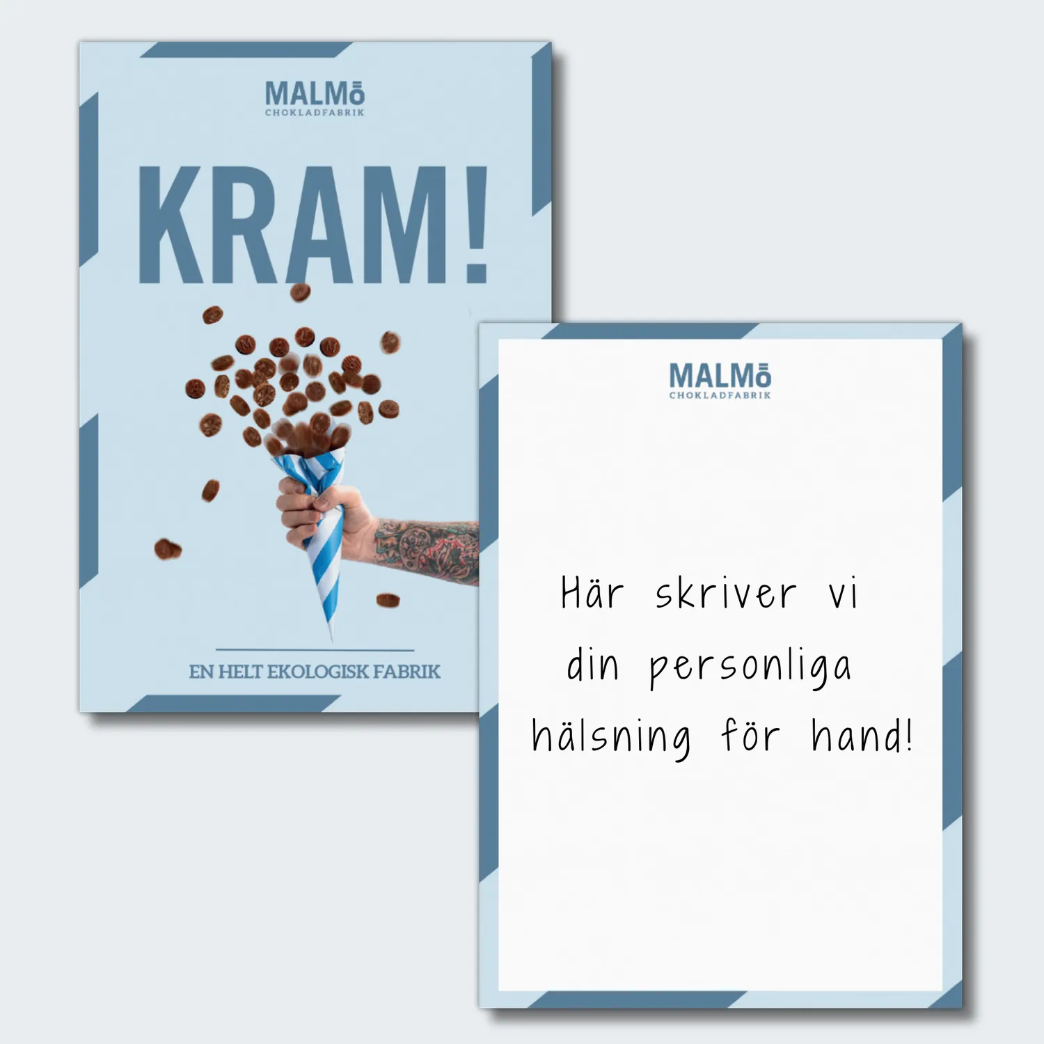 Malmö Chokladfabrik Kort med hilsen til chokladbrev