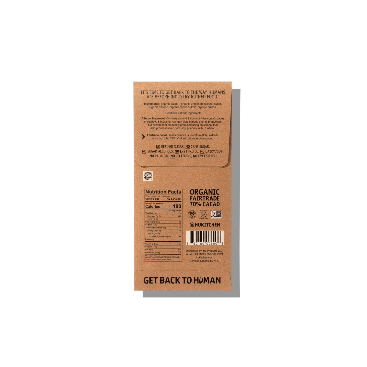 Hu Almond Butter Quinoa mørk chokoladebar 6 stk 70%