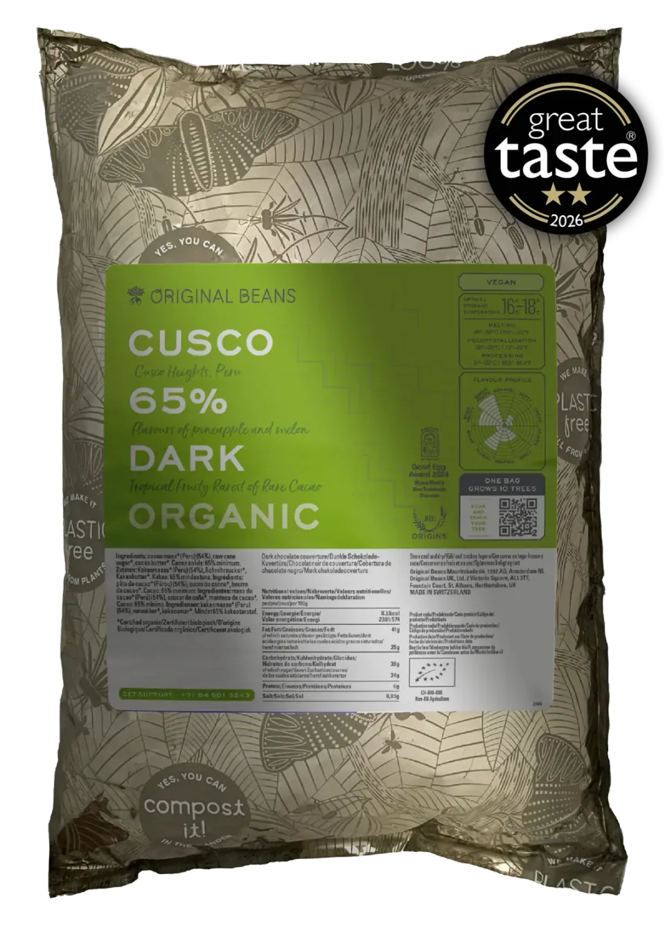 Original Beans Cusco 65% mørk chokolade ananas melon