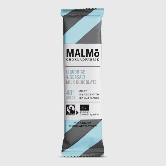Malmö chokladfabrik Liquorice Sea Salt 40% bar 25g lakrids