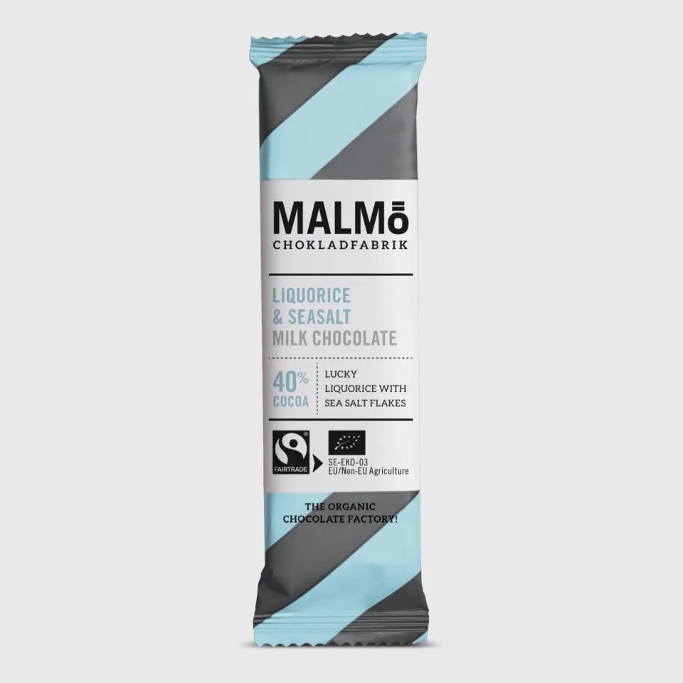 Malmö chokladfabrik Liquorice Sea Salt 40% bar 25g lakrids