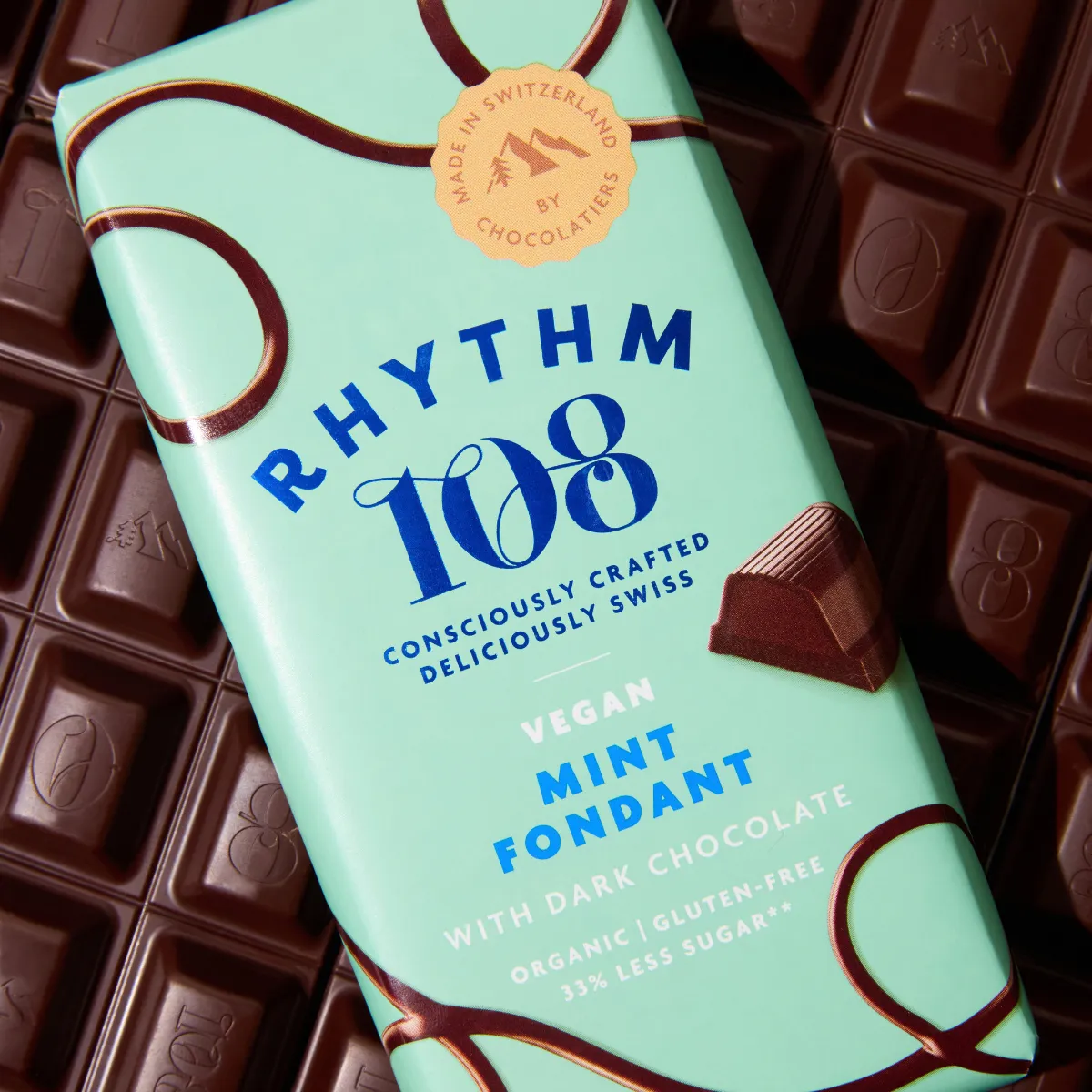 Rhythm 108 Mint Fondant Dark chokoladeplader 3-pak mynte 55%
