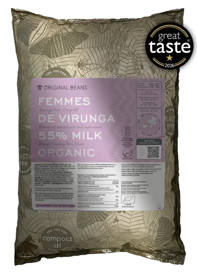 Original Beans Femmes Virunga 55% mørk chokolade 70g nød