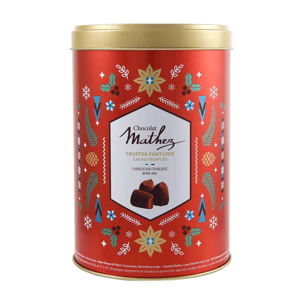 Mathez Christmas metalæske trøfler 500g mørk chokolade