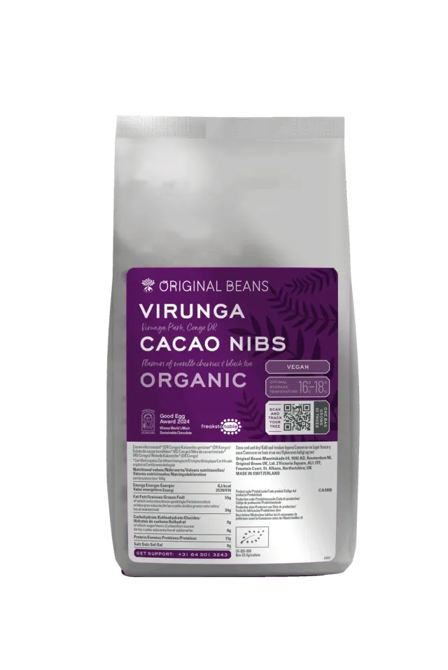 Original Beans Virunga Nibs 100% kakaonibs 1250g usødede