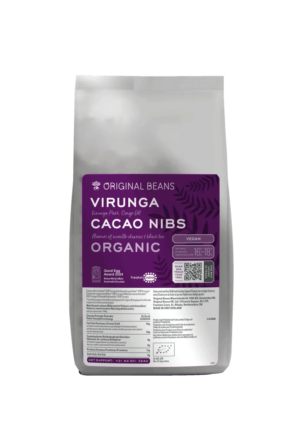 Original Beans Virunga Nibs 100% kakaonibs 1250g usødede