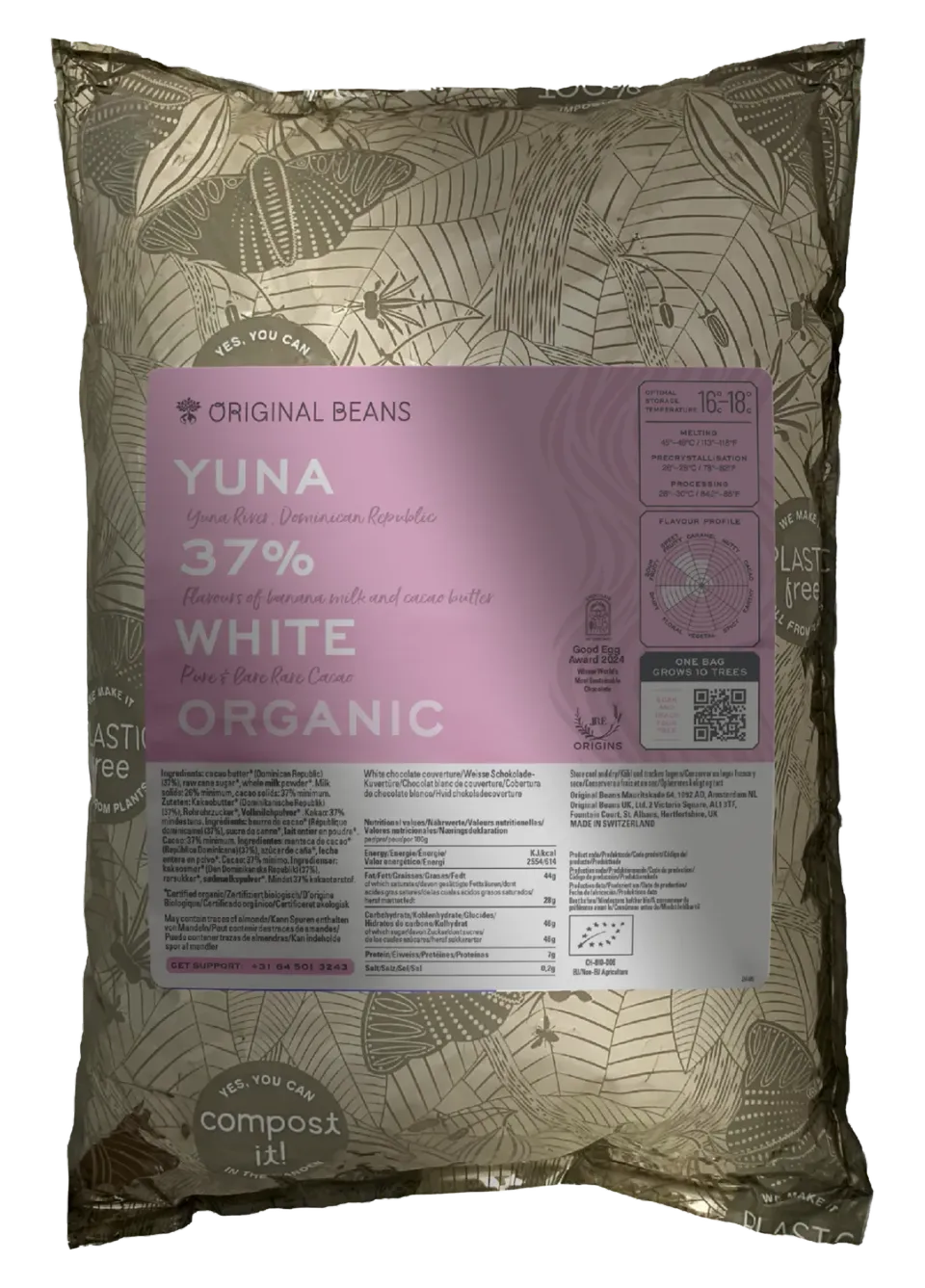 Original Beans Yuna Edel Weiss 37% hvid chokolade 2kg karamel