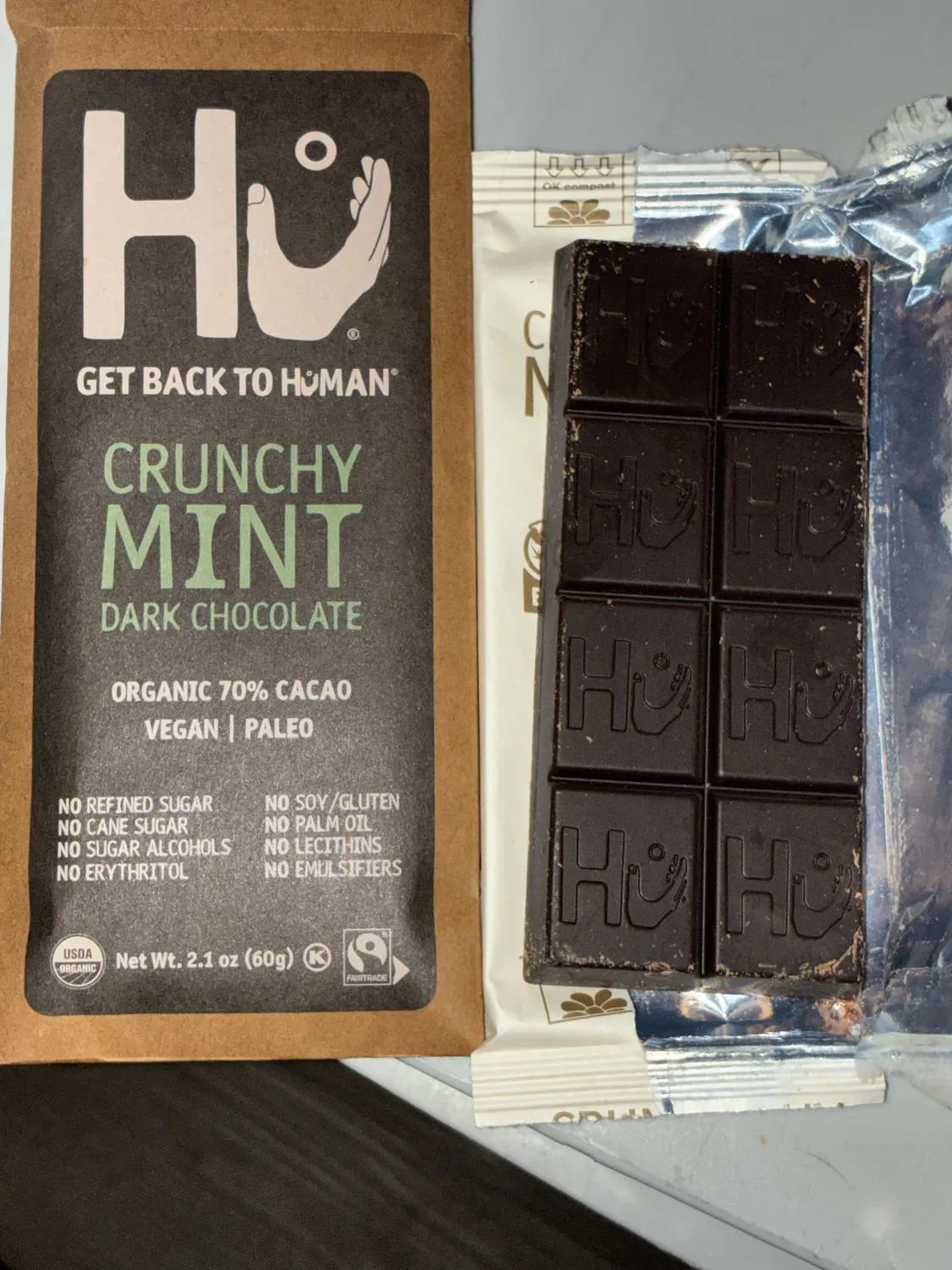 Hu Crunchy Mint chokoladebar 6-pak 70%