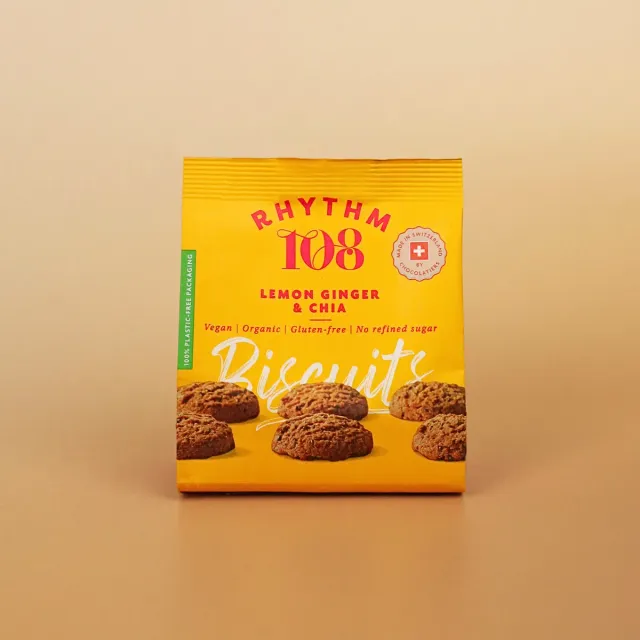 Rhythm 108 Lemon Ginger Chia Biscuits kiks 8x135g økologisk