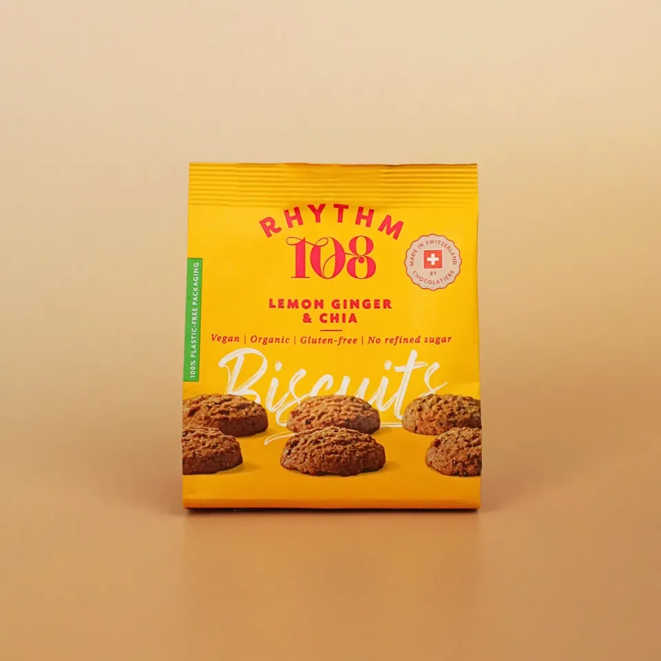 Rhythm 108 Lemon Ginger Chia Biscuits kiks 8x135g økologisk