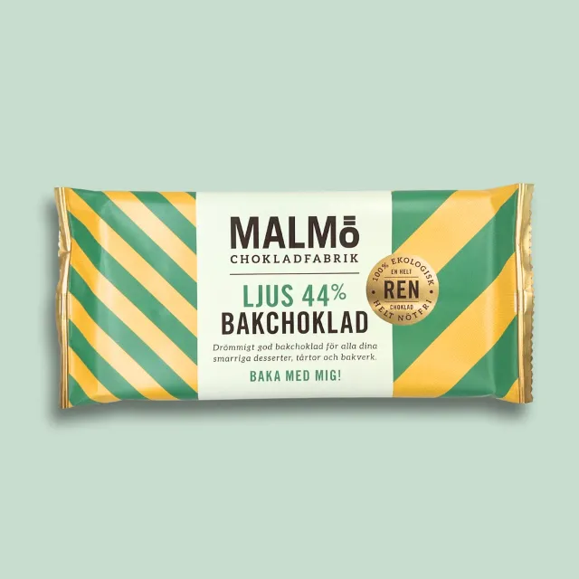 Malmö chokladfabrik bagechokolade lys 44% 96g økologisk