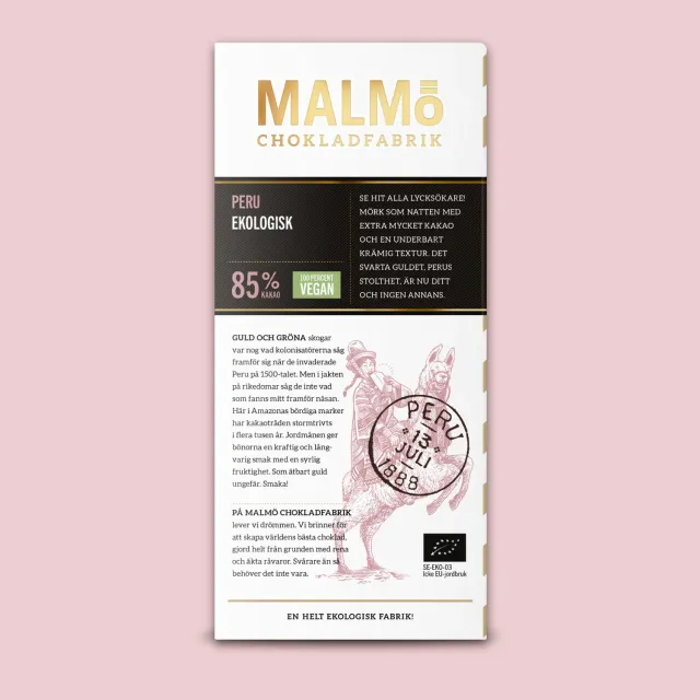 Malmö chokladfabrik Peru 85% mørk chokolade 80g økologisk