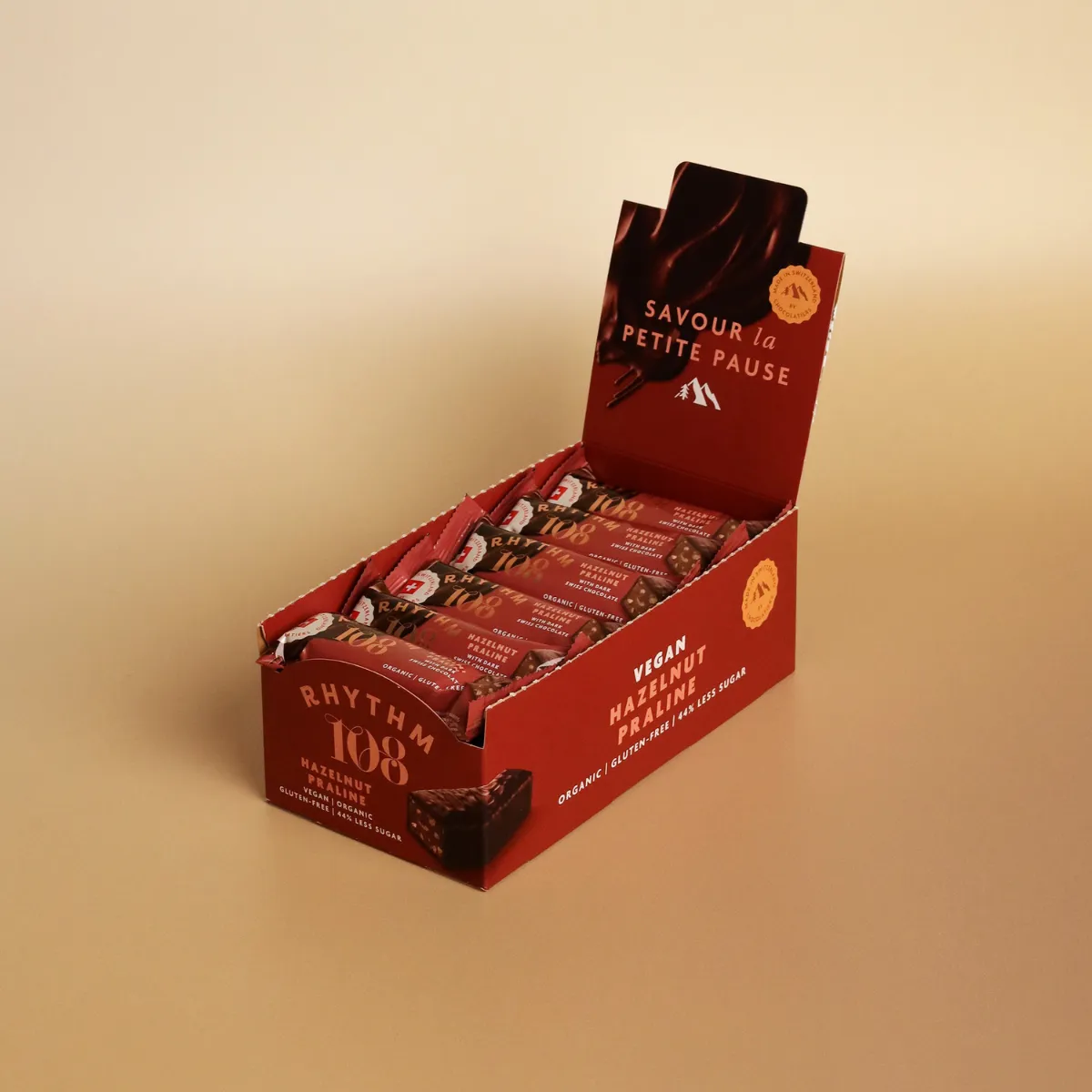 Rhythm 108 Hasselnød Praliné bar 15x33g vegansk