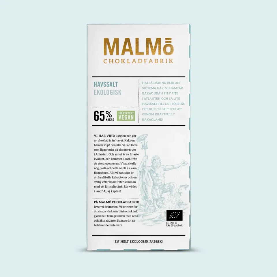 Malmø Chokoladefabrik Havssalt 65% mørk chokolade 80g salt