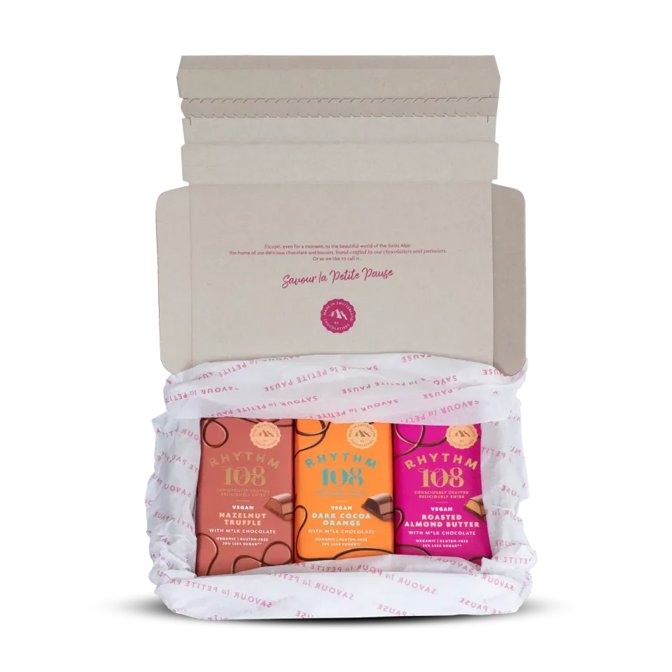 Rhythm 108 Chocolate Taster Box chokolade 3x100g vegansk