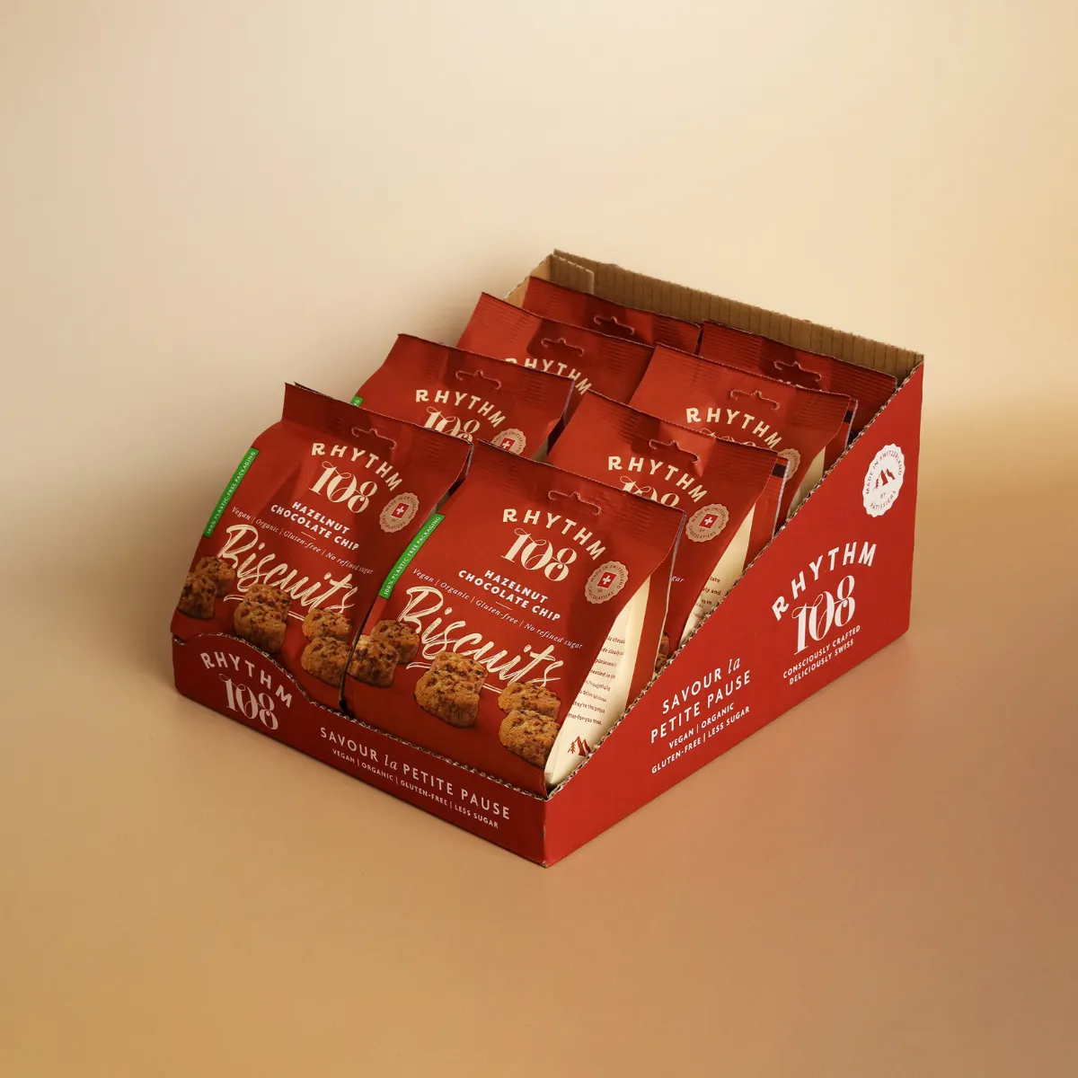 Rhythm 108 Hazelnut Chocolate Chip småkager 8x135g glutenfri