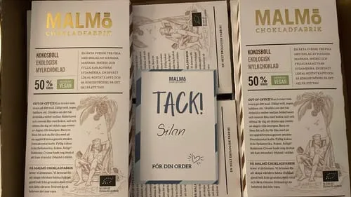Malmö Chokoladefabrik Kokosboll 50% chokoladebar 80g vegansk
