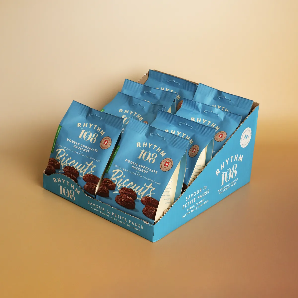 Rhythm 108 Double Chocolate Hazelnut Biscuits kiks 8-pak