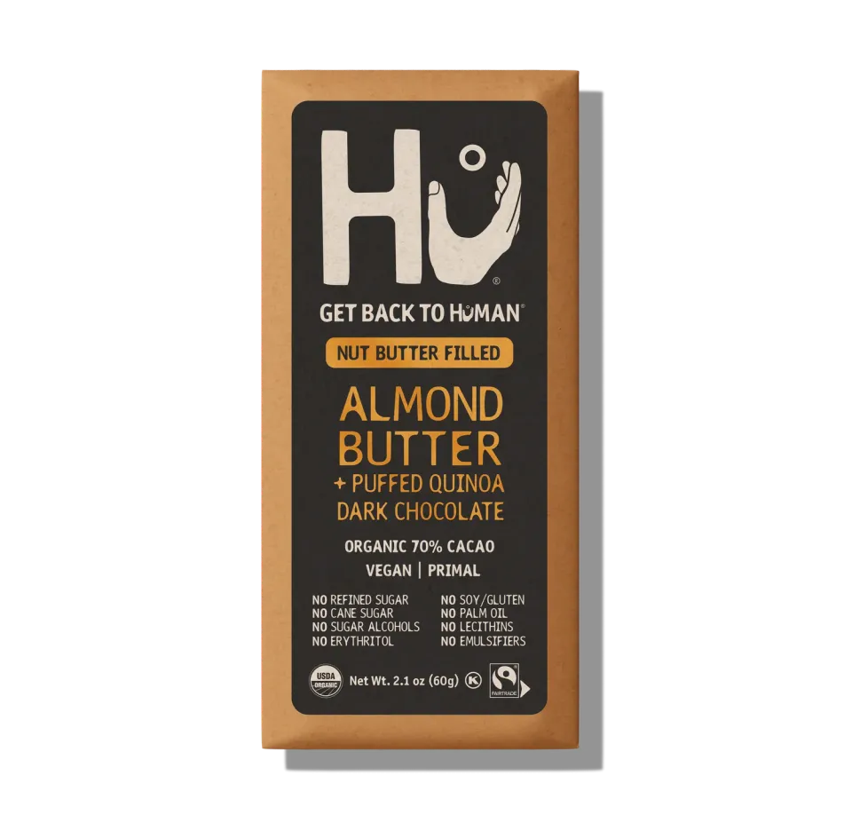 Hu Almond Butter Quinoa mørk chokoladebar 6 stk 70%