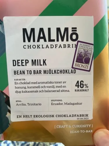 Malmö Chokoladefabrik Deep Milk 46% mælkechokolade 58g
