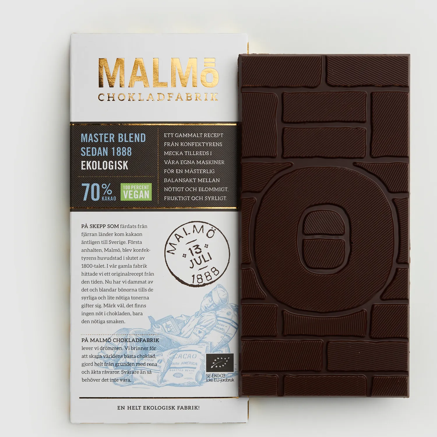 Malmø Chokoladefabrik Master Blend 70% mørk chokolade 80g
