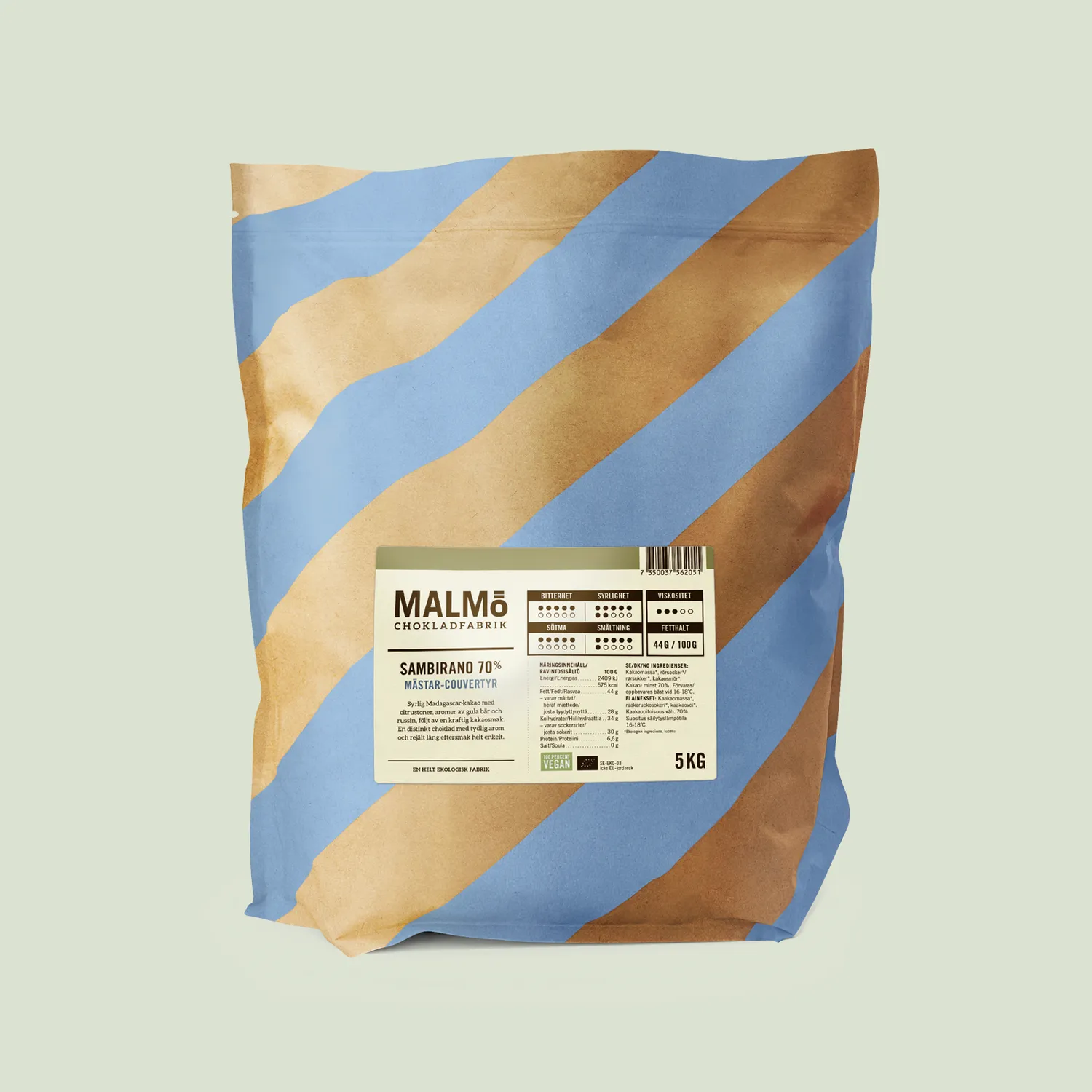 Malmö Sambirano Madagaskar 70% mørk couvertyre 5kg bean to bar