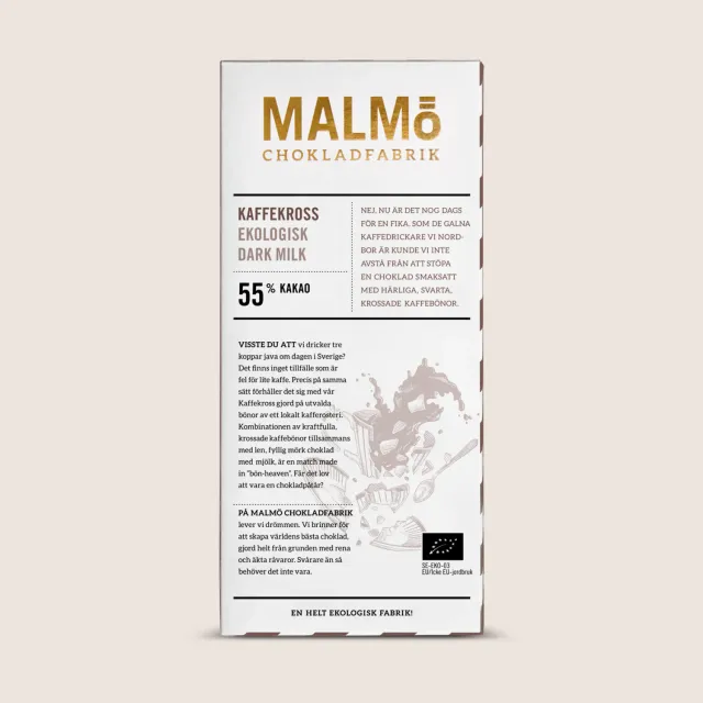 Malmö Chokladfabrik Kaffekross 55% dark milk chokolade 80g