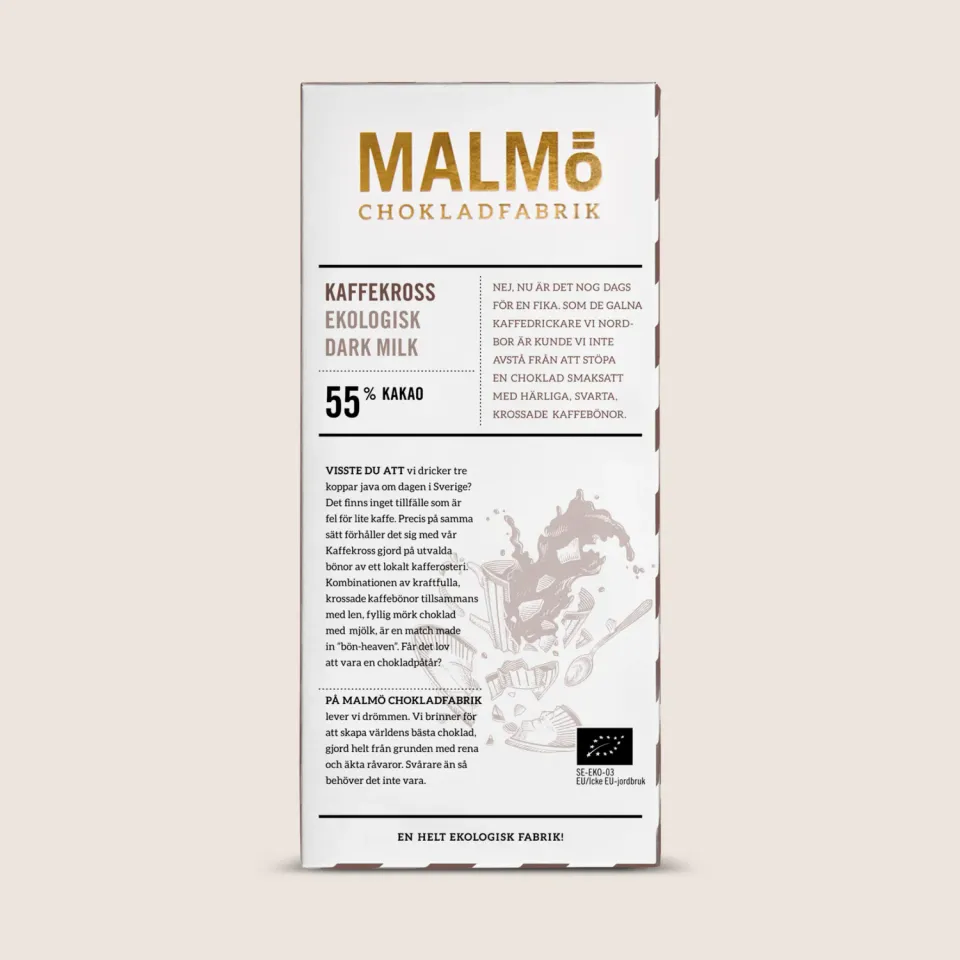 Malmö Chokoladefabrik Kaffekross 55% chokoladebar 80g