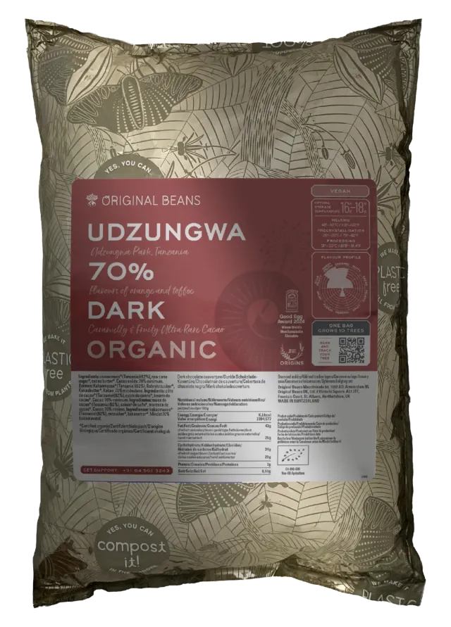 Original Beans Udzungwa 70% mørk chokolade 70g appelsin