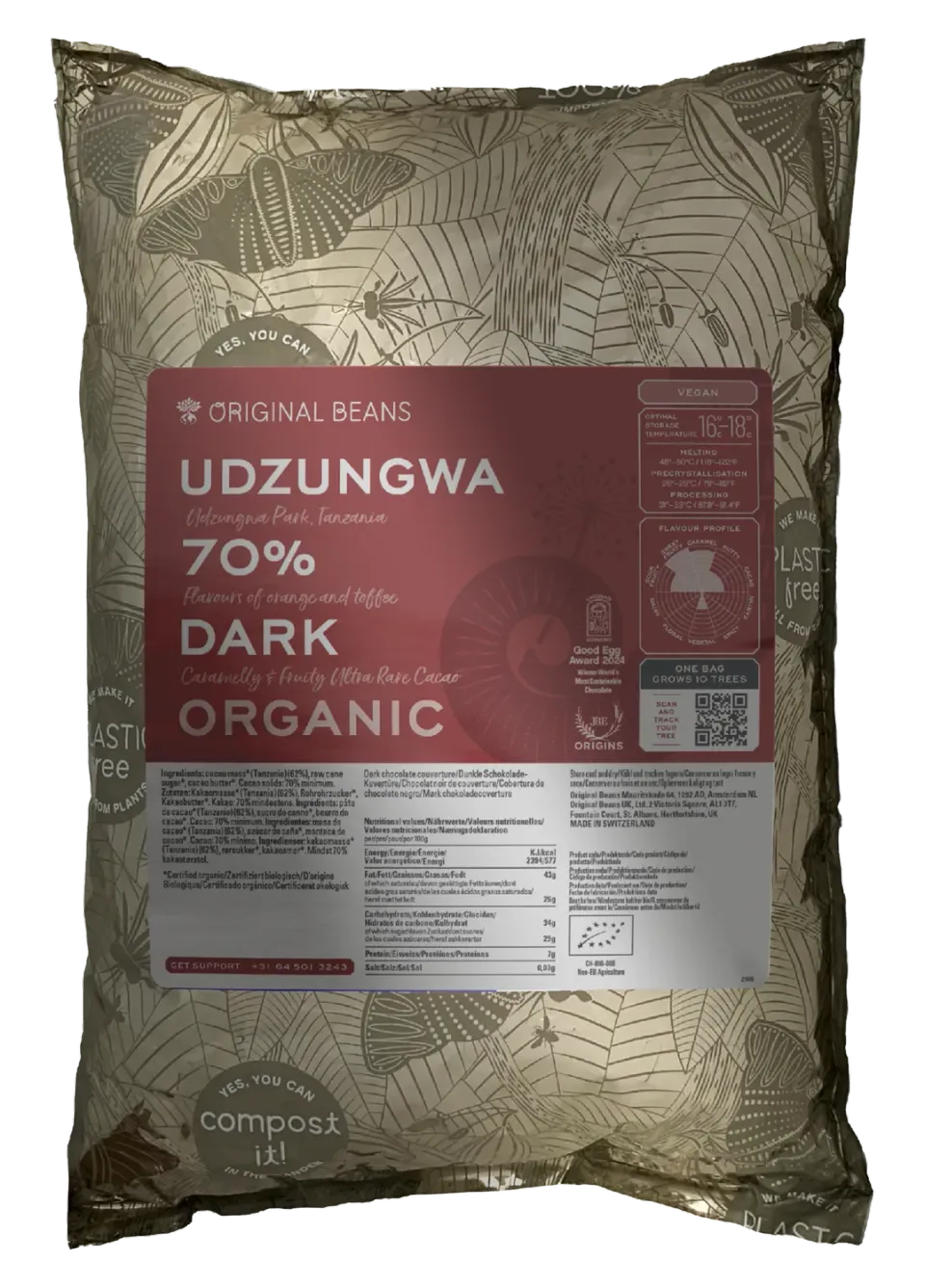 Original Beans Udzungwa 70% mørk chokolade 70g appelsin