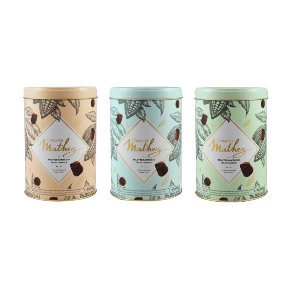 Mathez Pastel chokoladetrøfler 500g metaldåse kakao