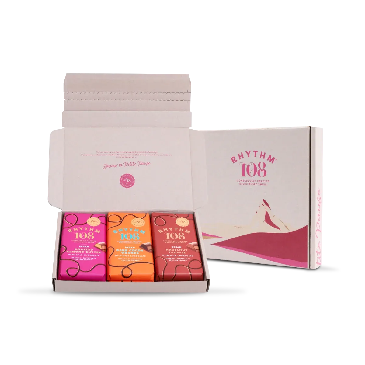 Rhythm 108 Assorted fyldt chokolade 6x100g vegansk