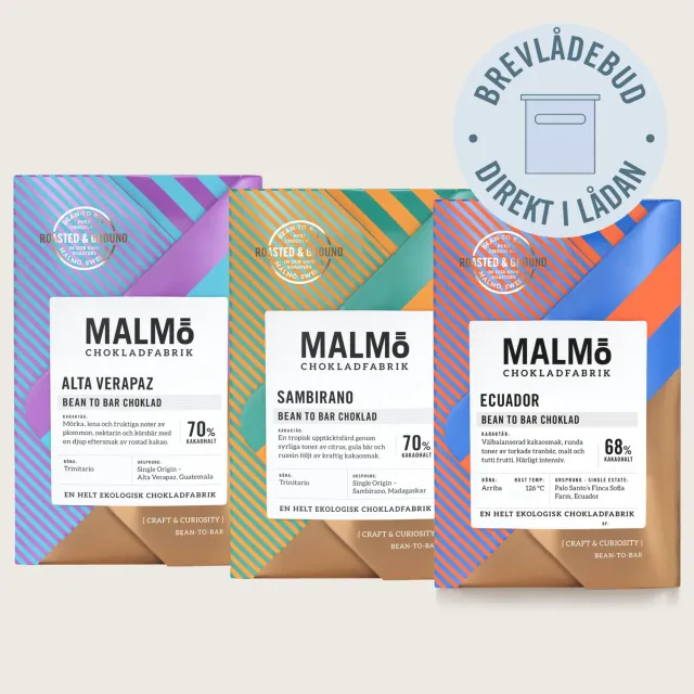 Malmö chokladfabrik Chokladbrev Craft Single Origin chokolade 58g mørk 70%