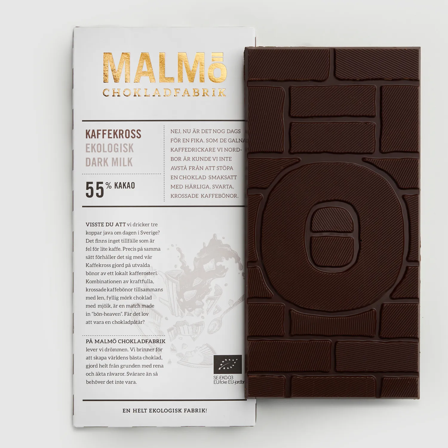 Malmö Chokoladefabrik Kaffekross 55% chokoladebar 80g