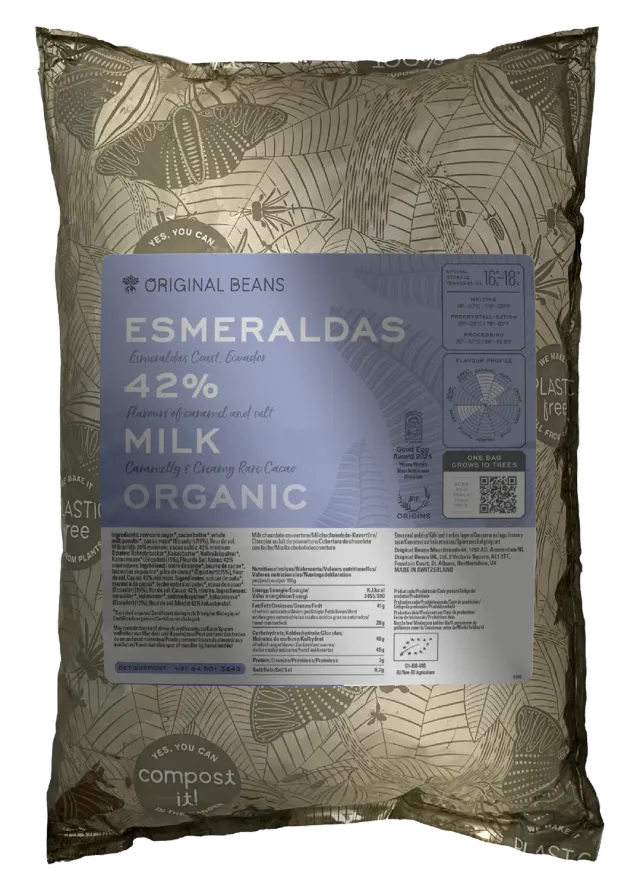Original Beans Esmeraldas Milk 42% chokoladebar 70g karamel