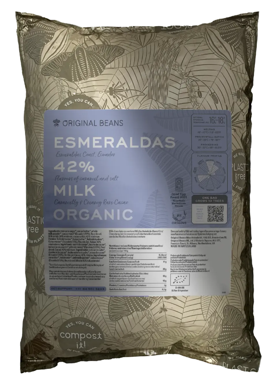 Original Beans Esmeraldas Milk 42% chokoladebar 70g karamel