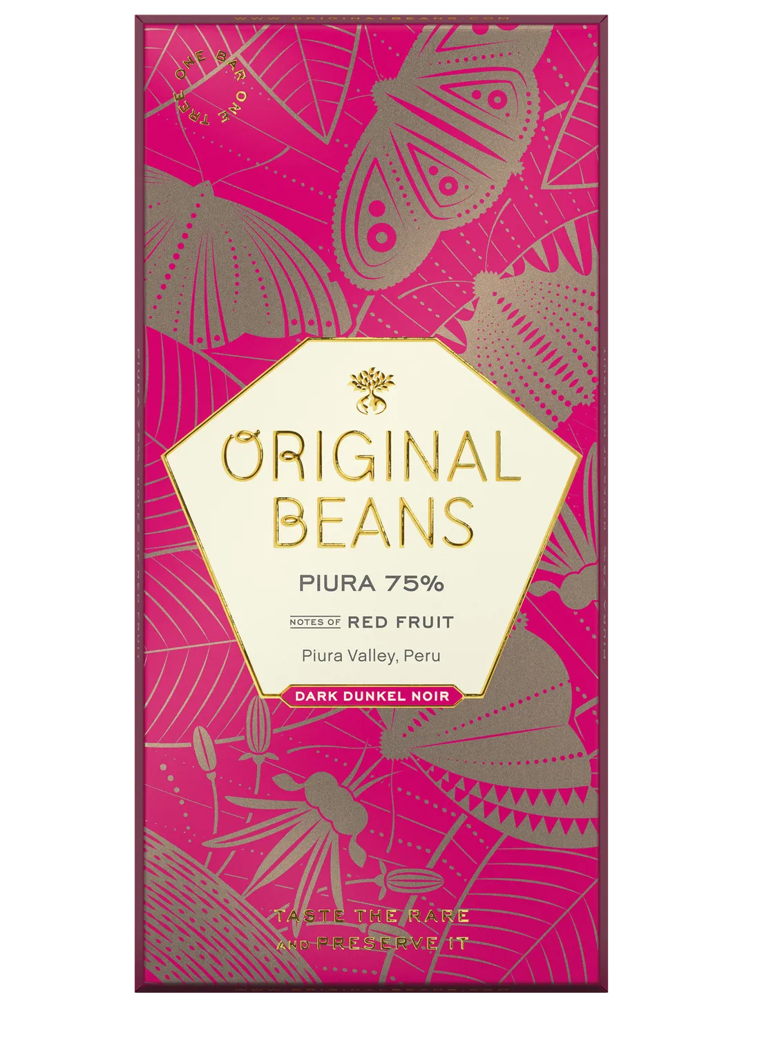 Original Beans Piura 75% mørk chokolade 70g hindbær