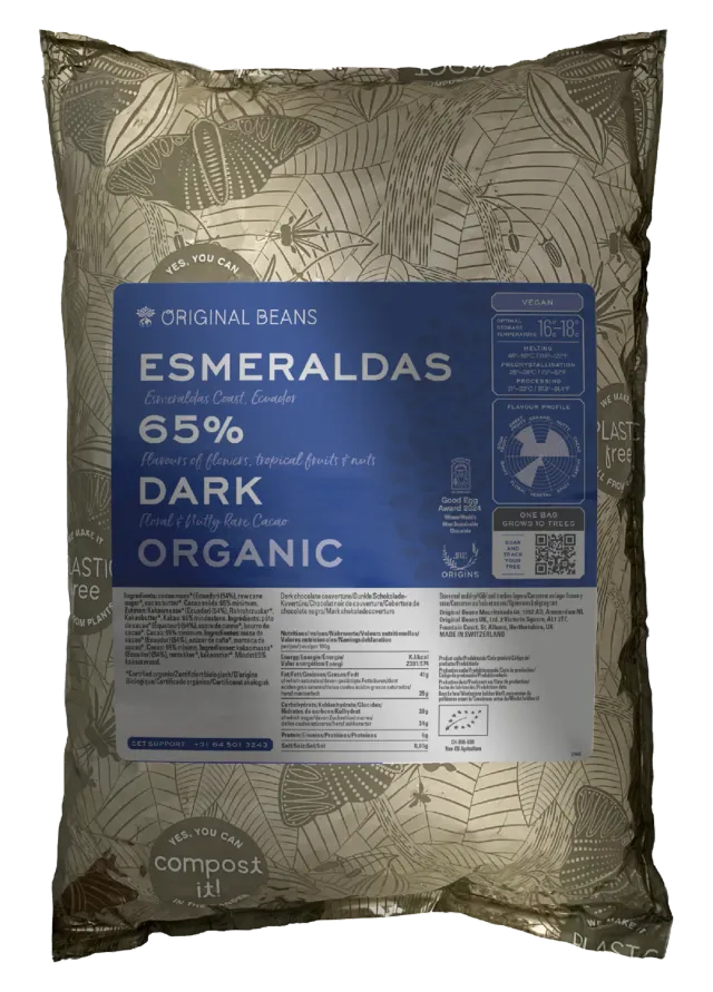 Original Beans Esmeraldas 65% mørk couverture 2kg blomst