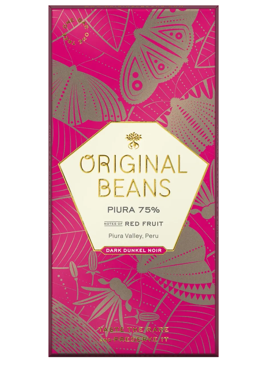 Original Beans Piura 75% mørk chokolade 70g hindbær