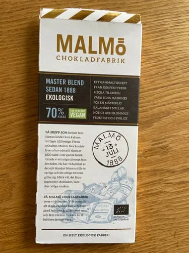 Malmø Chokoladefabrik Master Blend 70% mørk chokolade 80g