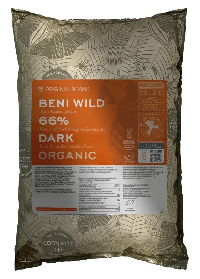 Original Beans Beni Wild 66% mørk chokolade 70g honning