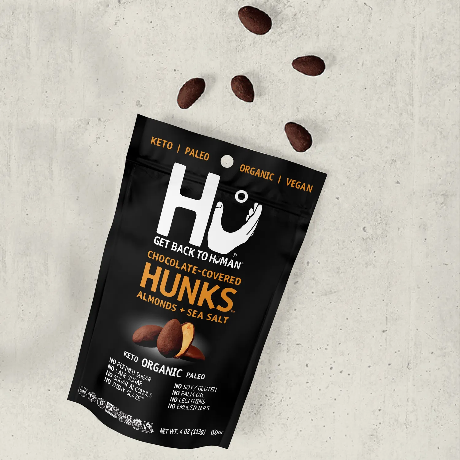 Hu Almonds Sea Salt hunks 70% 6-pak mørk