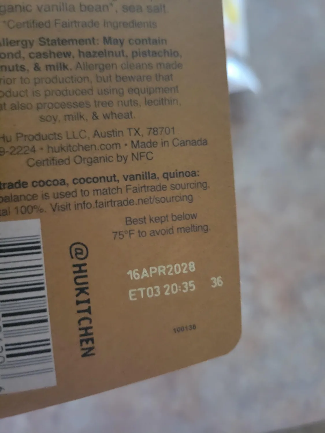 Hu Vanilla Crunch mørk chokoladebar 6-pak 70%