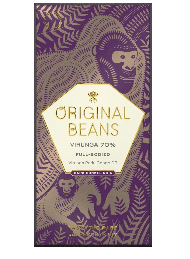 Original Beans Virunga 70% chokoladebar 70g mørk kirsebær